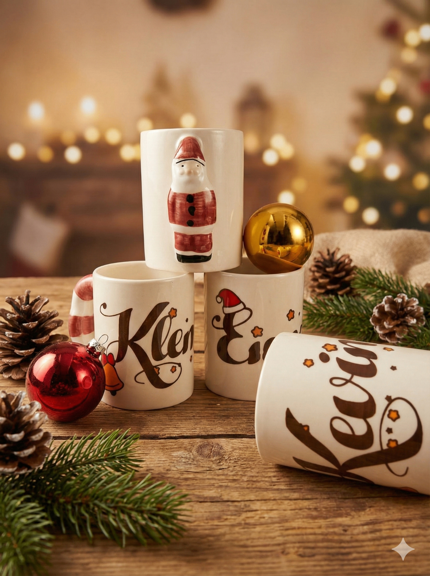 Božične skodelice z gravuro imena in božičnimi motivi - ročno poslikane, popolno darilo za praznike