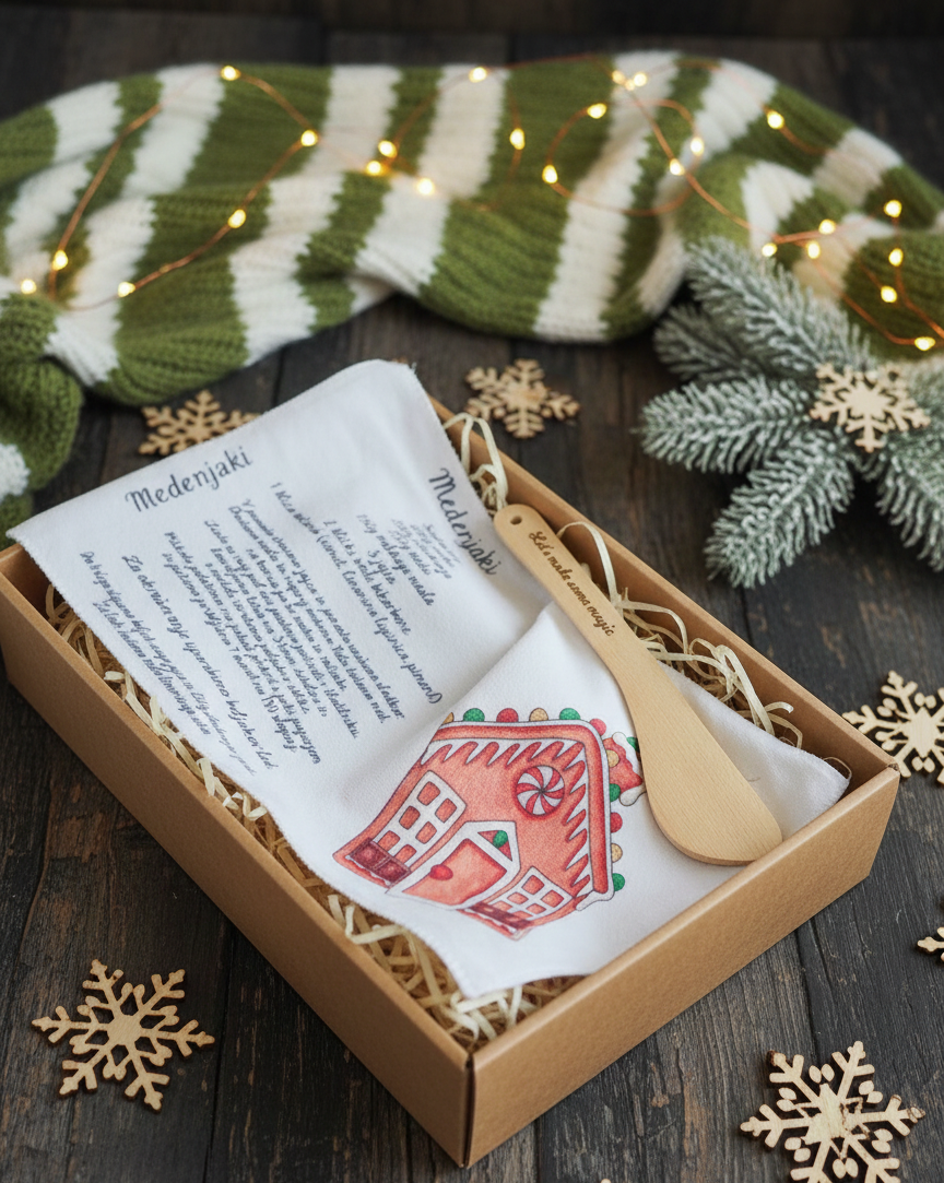 Krpa z receptom in lesena pomoč