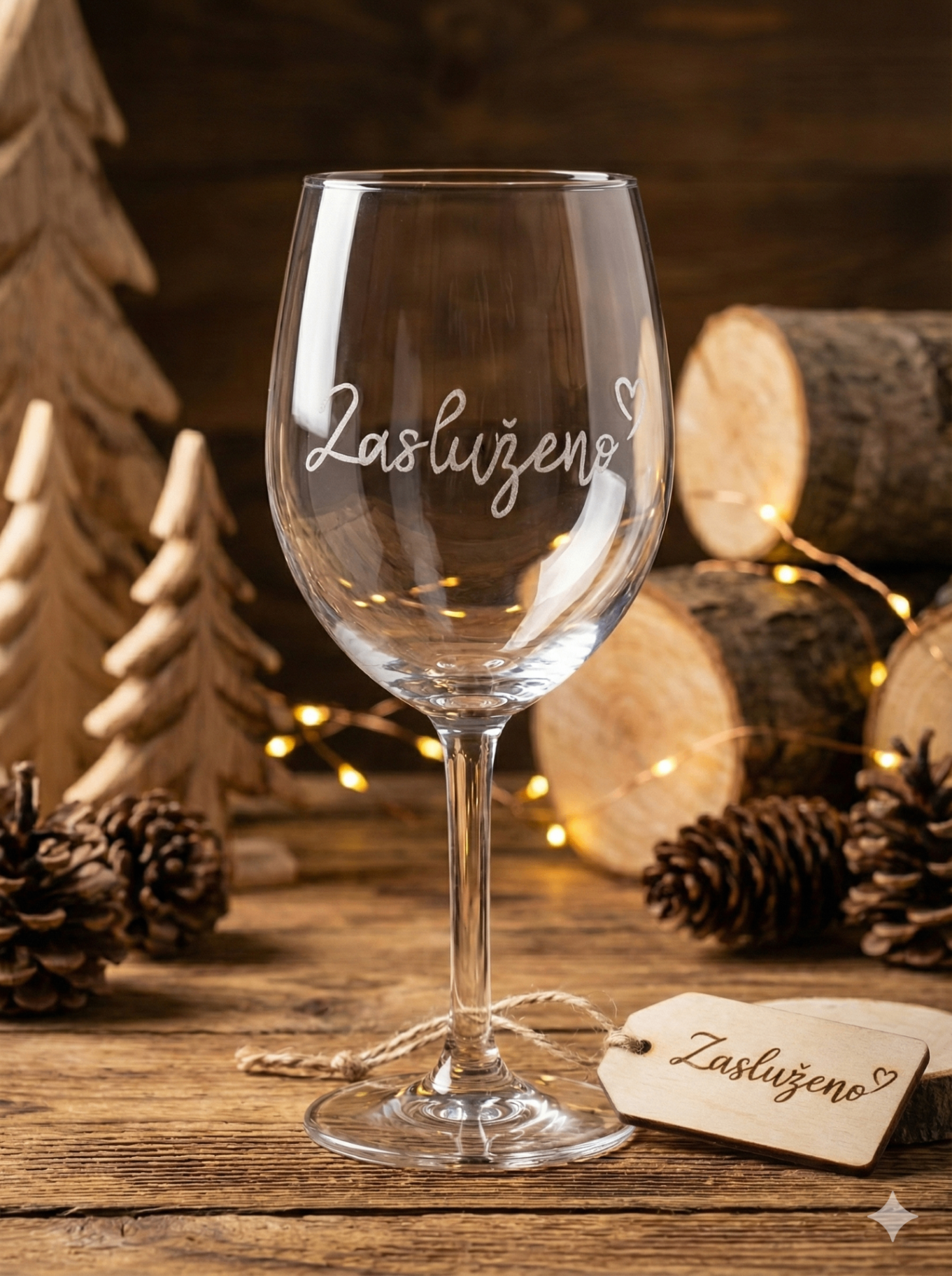 Eleganten vinski kozarec z gravuro besedila - popolno darilo za posebne priložnosti