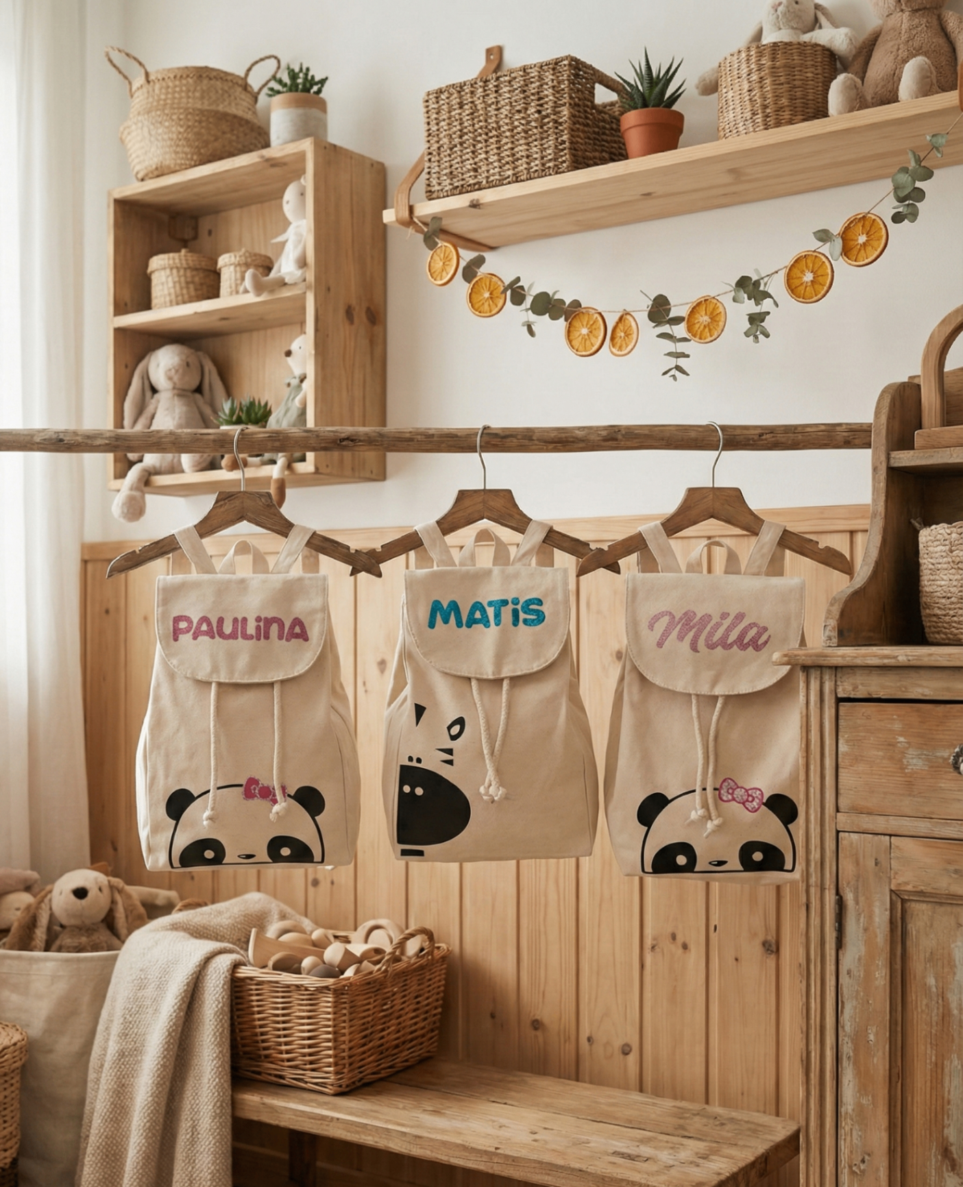 Otroški nahrbtnik s tiskom imena iz naravnih materialov - trajen, praktičen in varen